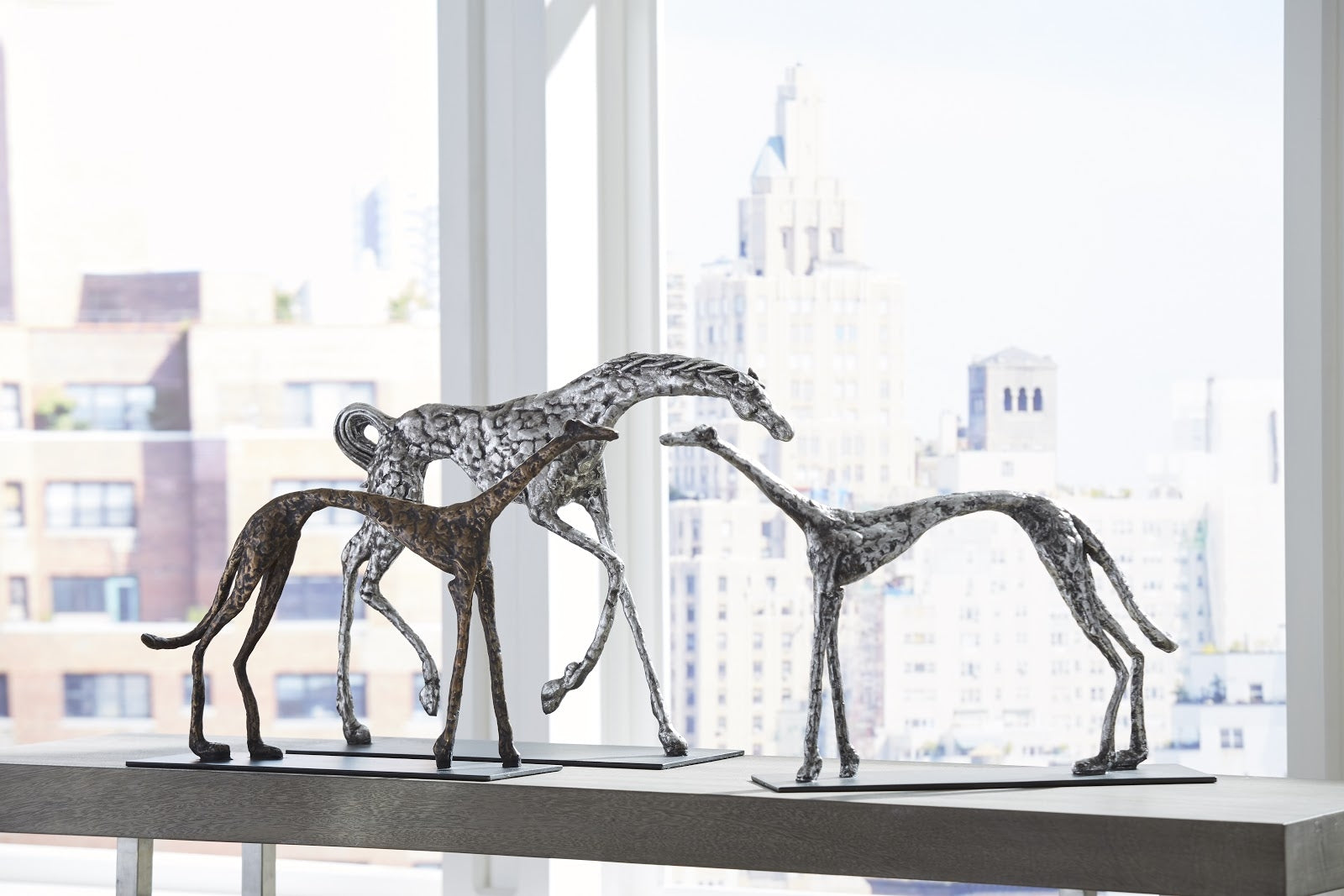 Charming Animal Metallic And Cast Standing Sculptures