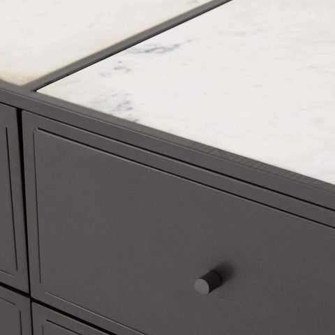 GREY METAL AND MARBLE BEDROOM CABINETS-furniture stores regina-Hunters Furniture