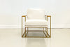 EM1089 Cream Fabric Wrap Gold Metal Frame Accent Chair