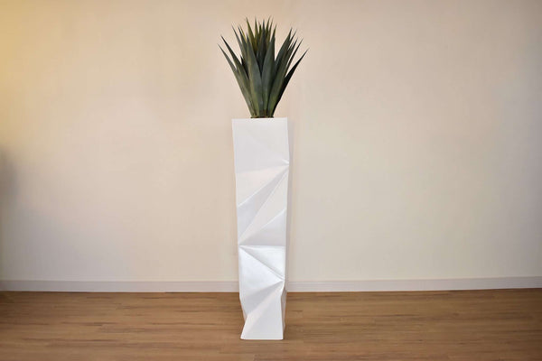 WHITE FIBER TEXTURED POT 18 x 18 x 60 potted with ARTIFICIAL GREEN GIANT AGAVE 36 x 36 x 40-furniture stores regina-Hunters Furniture