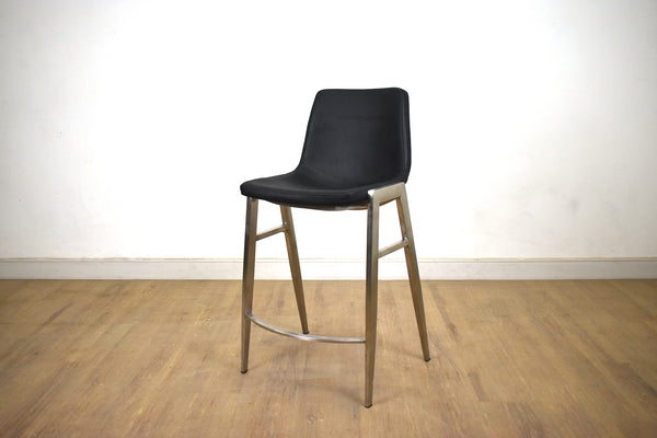 STEEL Counter Stool BLACK Brushed Stainless Steel