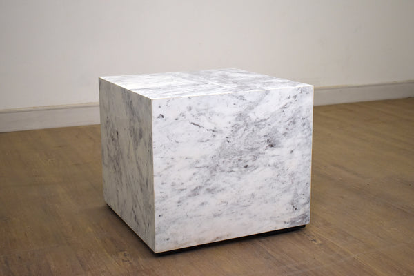BLOCK MARBLE SIDE TABLE 18"