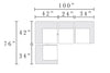 RICHMOND CUSTOM FABRIC 4 Pc SECTIONAL 100"x76" LAF
