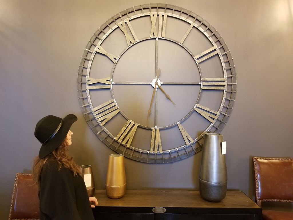Distressed Finish Metal - 62.5" Wall Clock-furniture stores regina-Hunters Furniture