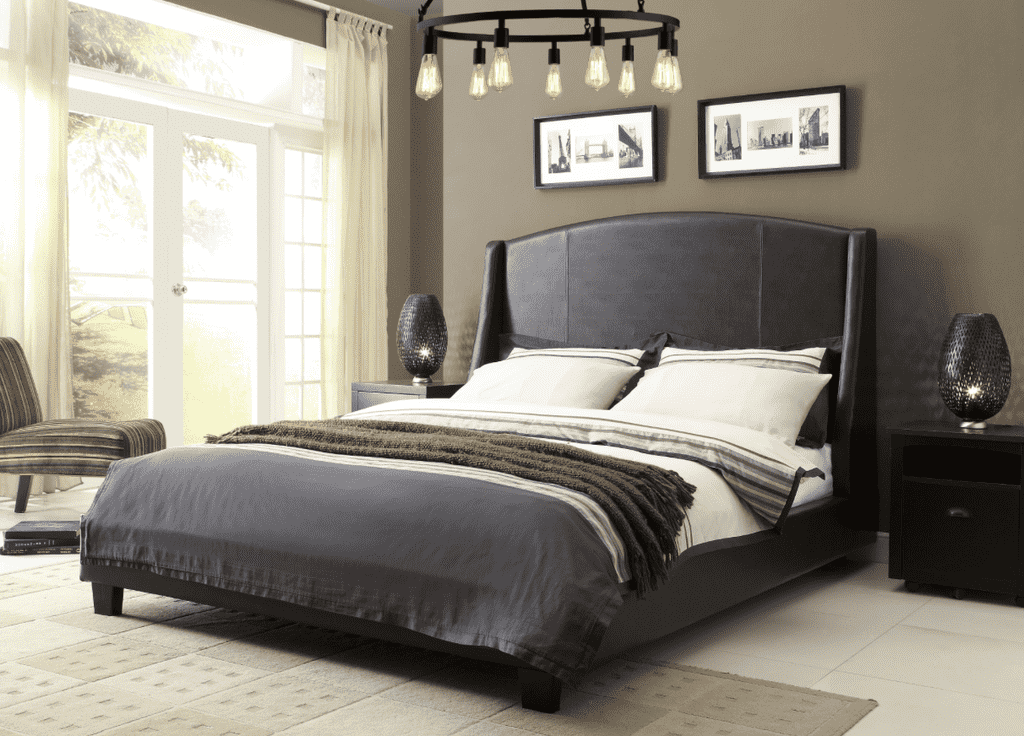 Laurent Twin Bed in MO4 Grey PU-furniture stores regina-Hunters Furniture