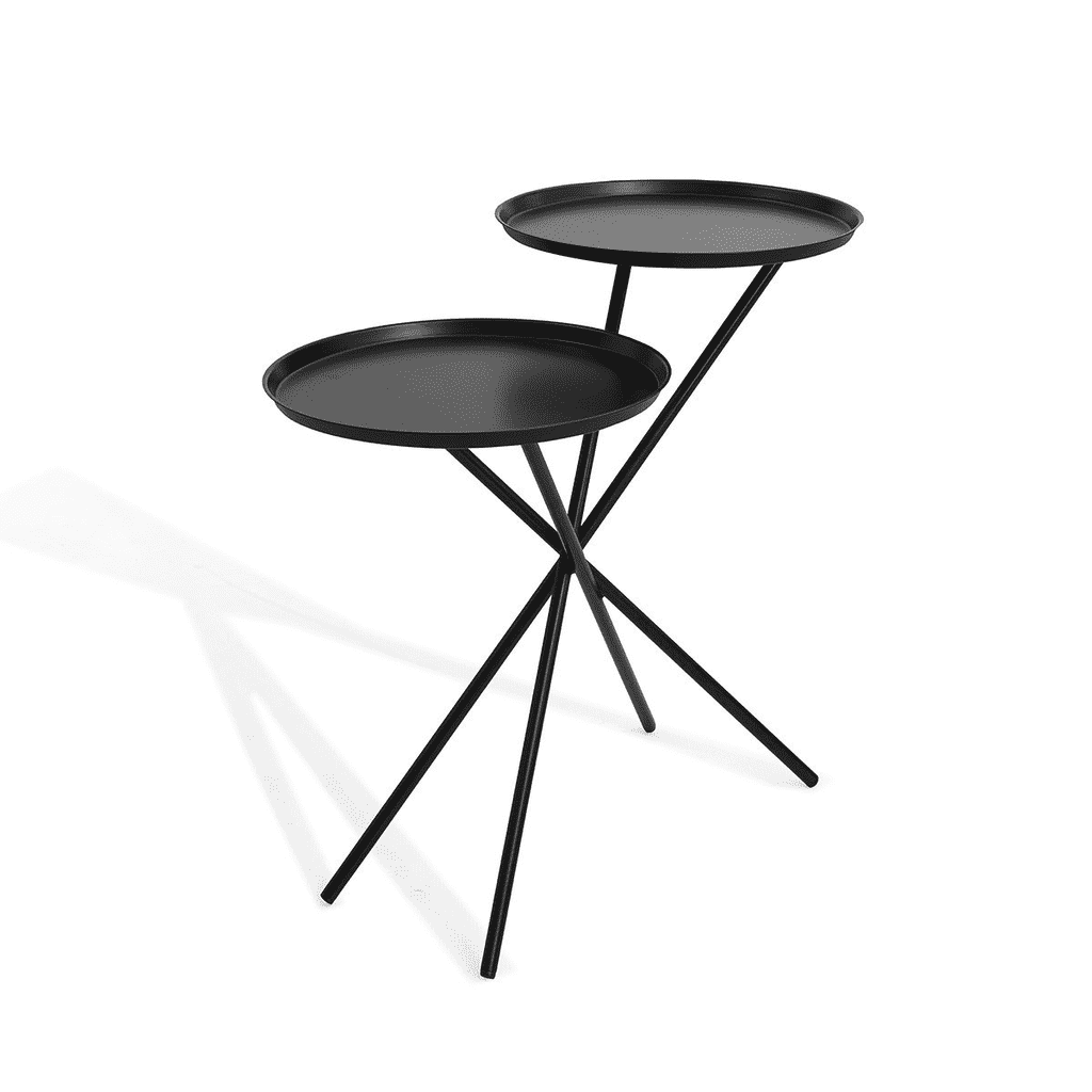 Nest Double Tray Side Table brushed in Black. Dimensions: Dia 26'' x Dia 14'' x H 22''-furniture stores regina-Hunters Furniture