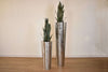 CONE STAINLESS STEEL HAMMERED VASE 14 x 14 x 59 potted with ARTIFICIAL GREEN SANSEVERIA 15 x 15 x 43-furniture stores regina-Hunters Furniture