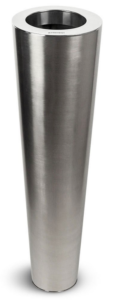 Potted Brushed Stainless Satino Fluta 12x12x37-furniture stores regina-Hunters Furniture