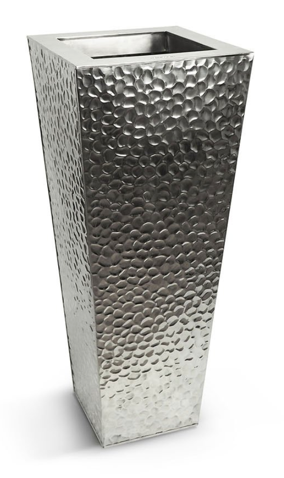 TAPERED STAINLESS STEEL HAMMERED VASE 14 x 14 x 28-furniture stores regina-Hunters Furniture