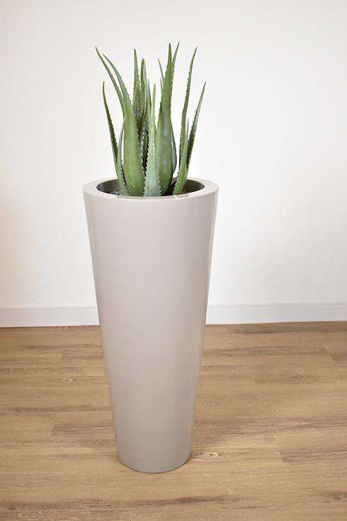 Off White Poly Resin - Planter 16 x 16 x 36 potted with Artificial Aloe 20 x 20 x 30-furniture stores regina-Hunters Furniture
