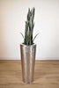 CONE STAINLESS STEEL HAMMERED VASE 14 x 14 x 36 potted with ARTIFICIAL GREEN SANSEVERIA 15 x 15 x 43-furniture stores regina-Hunters Furniture