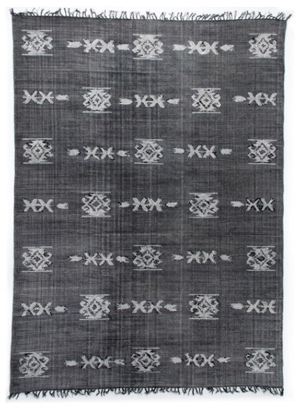 (Item Discontinued) HF1026 COTTON RUG FADED BLACK 8 X 10