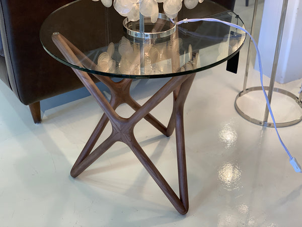 SYDNEY Stained Walnut - Low Glass - 20" Side Table-furniture stores regina-Hunters Furniture