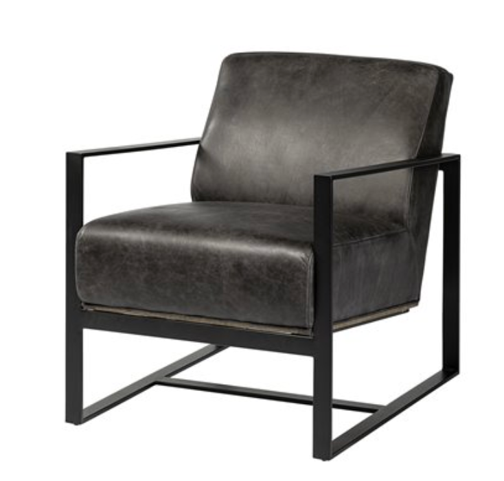 Stamford I Ebony Genuine Leather Wrapped Metal Frame Accent Chair-furniture stores regina-Hunters Furniture