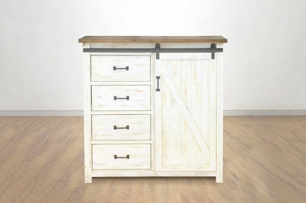 MARSEILLE 4 Drawer Chest With 1 Door NATURAL/ANTIQUE WHITE