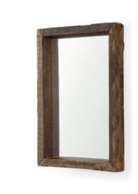 EM1185 12L x 2W x 18H Brown Wood Frame Rectangular Wall Mirror