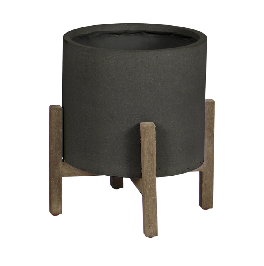 N388 Round Standing Pot Small - Black Stone