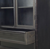 EM1041 72.3" H Dark Brown Metal Brown Wood and Glass Door Display Cabinet