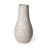 EM1099 Large White Glaze Floral Patterned Ceramic Vase