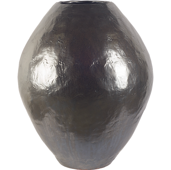 (Item Discontinued) EM1087 Large 23.6" Black/Bronze Ceramic Ovid Vase