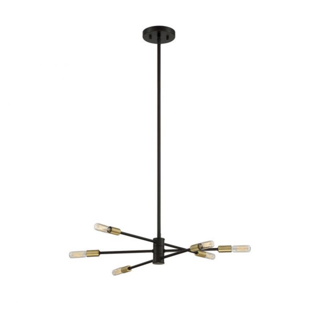 Lyrique 6 Light Chandelier Bronze w/ Brass Accents-furniture stores regina-Hunters Furniture