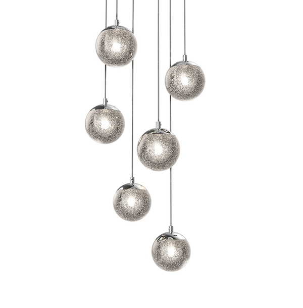 Champagne Bubbles 6-Light Round LED Pendant Polished Chrome-furniture stores regina-Hunters Furniture
