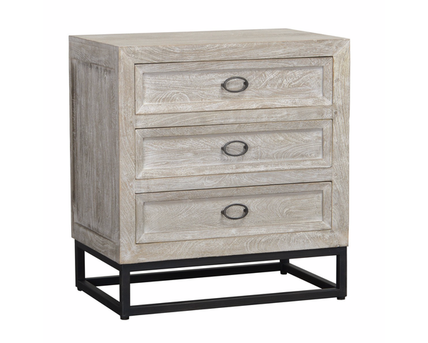 CHARLOTTE Grey Wash Distressed Finish Exotic Hardwood - 28" Night Stand-furniture stores regina-Hunters Furniture