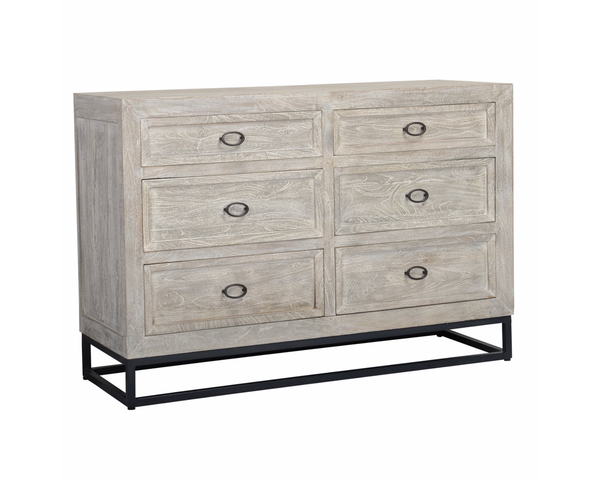 CHARLOTTE Grey Wash Distressed Finish Exotic Hardwood - 56" Dresser-furniture stores regina-Hunters Furniture