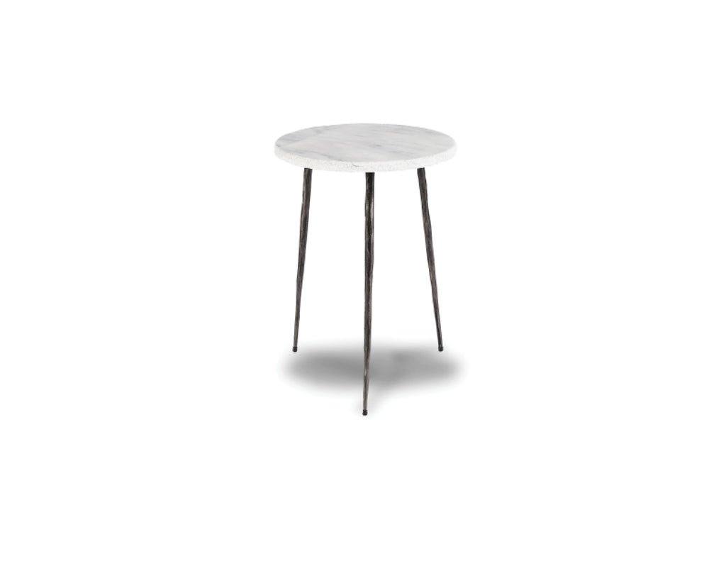 635 White - Tall Marble - 13" Side Table-furniture stores regina-Hunters Furniture