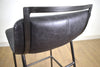 EM1026 37.5" Bar Stool Ebony Leather Seat Black Metal Base