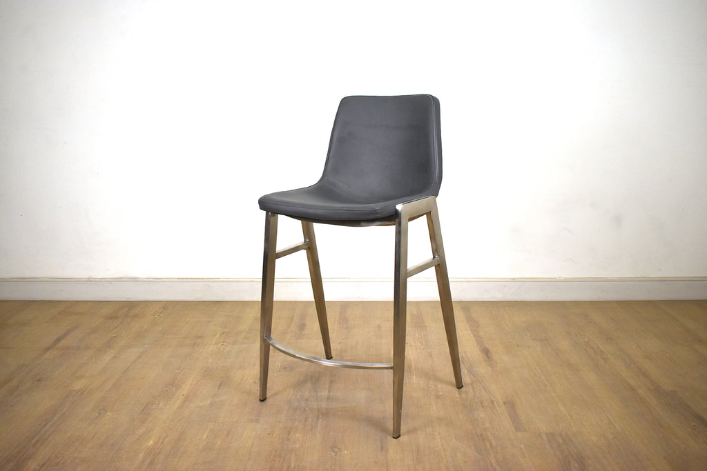 STEEL Counter Stool GREY Brushed Stainless Steel